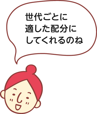 ヒグチさん：「世代ごとに適した配分にしてくれるのね」